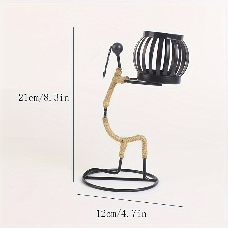 1pc Metal Shaped Candle Holder With A Lady Character Design, Christmas Decoration