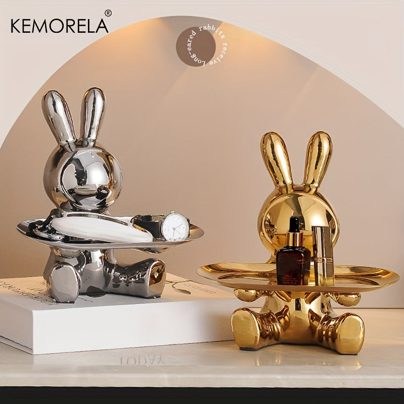 KEMORELA Rabbit Key Storage Ornament, Ceramic Material, Figurine Ornament