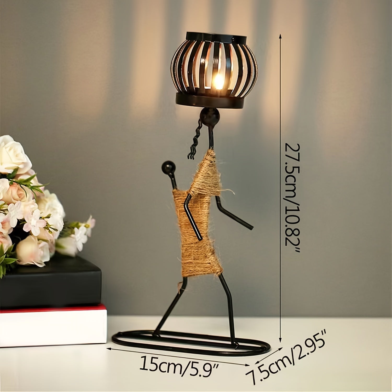 1pc Metal Shaped Candle Holder With A Lady Character Design, Christmas Decoration