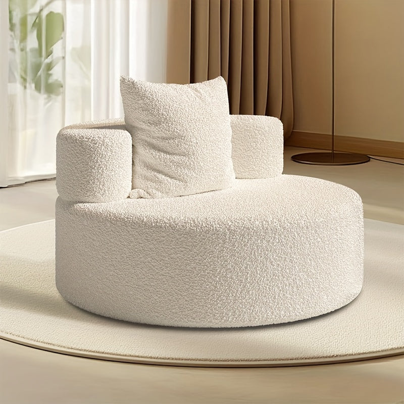 Round Compression Sofa, Teddy Velvet Sofa with Pillows, Suitable for Living Room