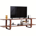 Welnow Bamboo TV Stand Welnow Mid Century Modern Bamboo TV Stand For Up To 65''
