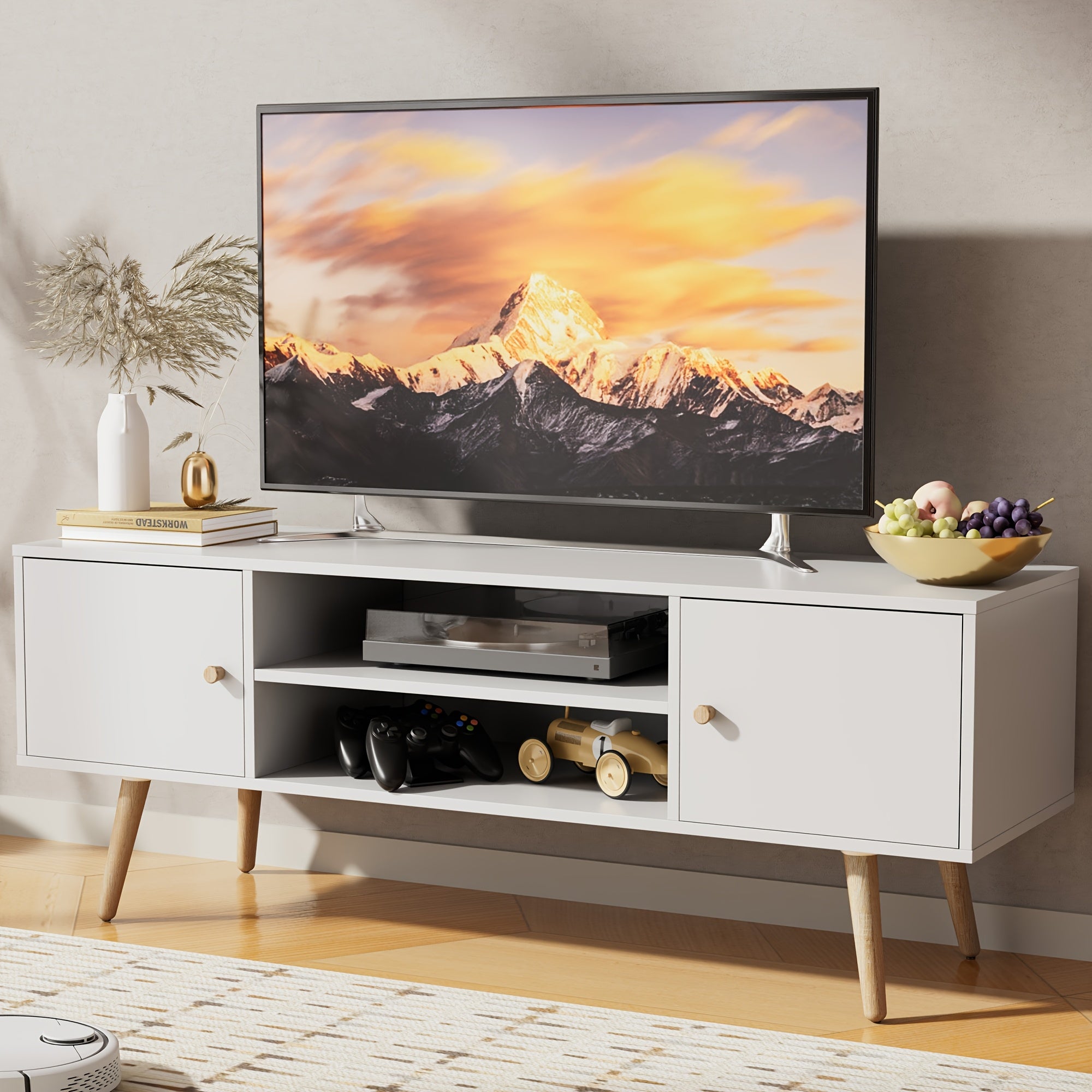 Aurorome 60 Inch Modern TV Stand with Storage, Entertainment Center And Media Console Table