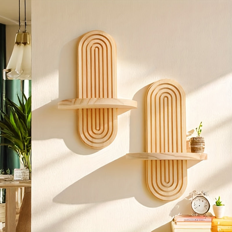2pcs Wooden Wall Shelves, Large Decorative Wall Shelves, Exquisite Storage Shelves, Tray Shelves