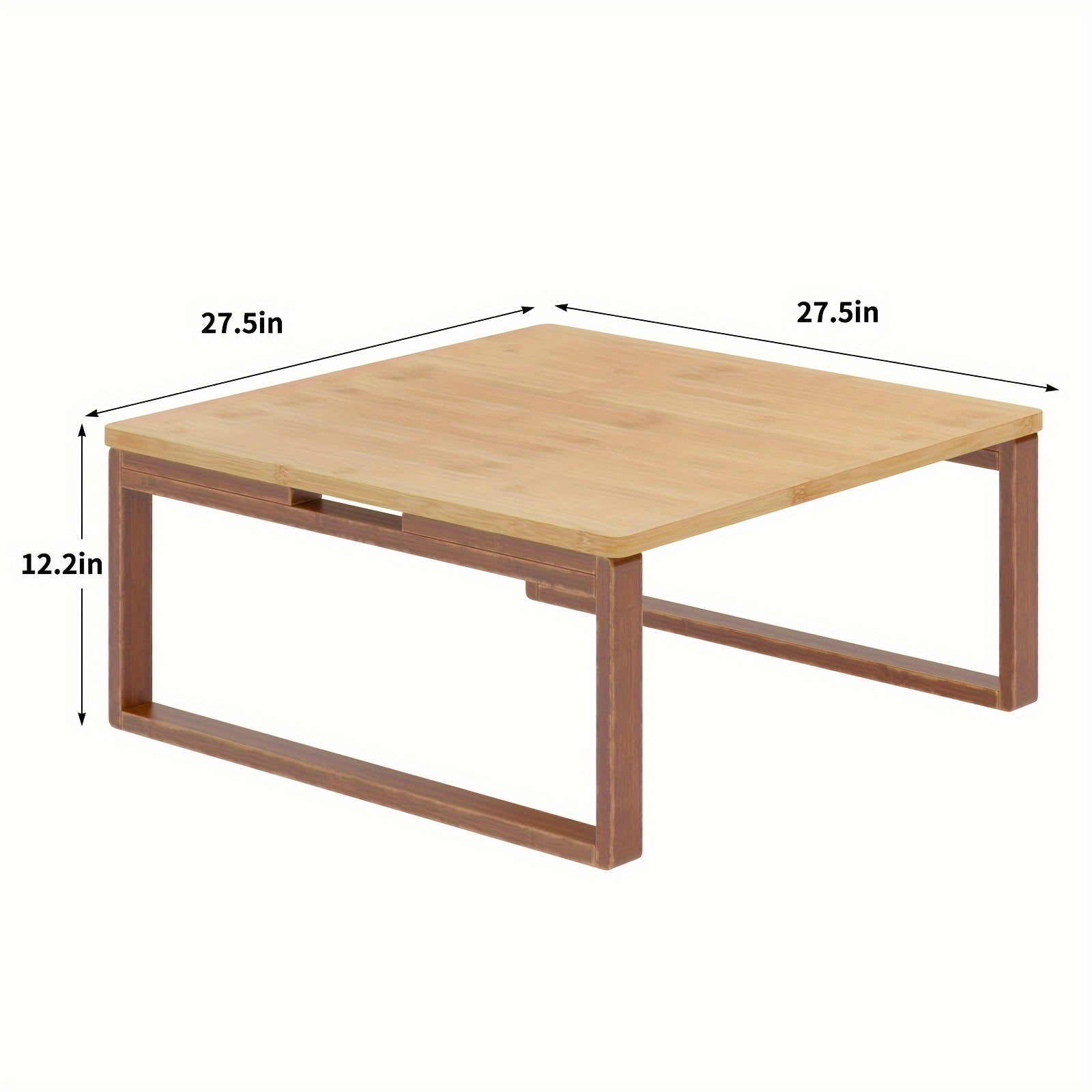 SOGES Compact Foldable Coffee Table, Wooden Low Table for Floor Seating, Bamboo Floor Desk