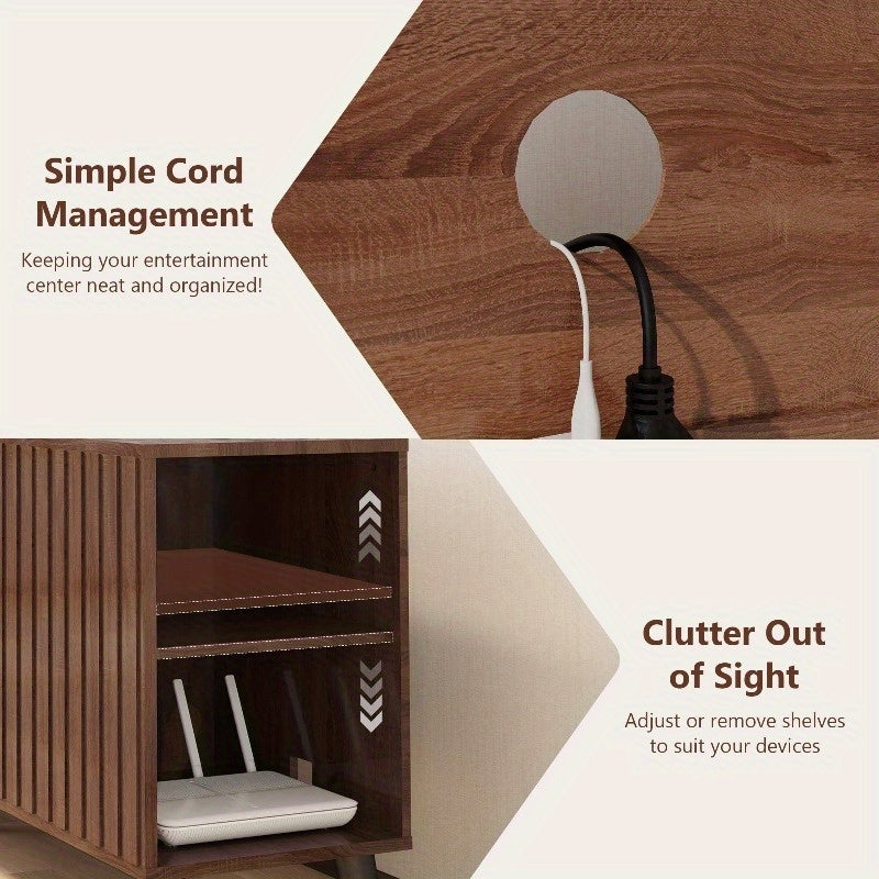 Mid-Century Modern TV Stand for up to 85-Inch TVs - Heavy-Duty Media Entertainment Center with 8-Shelf Storage