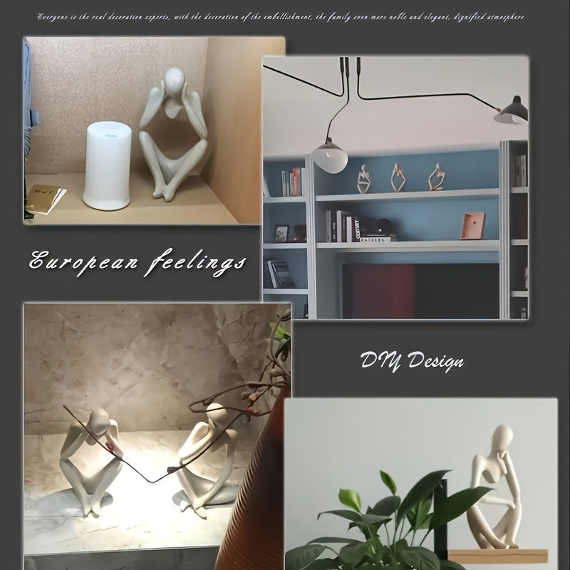 3pcs Abstract Thinker Resin Sculpture Set - Contemporary Art Figurines