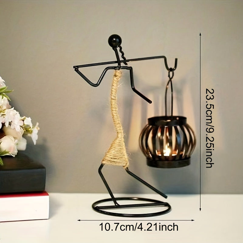 1pc Metal Shaped Candle Holder With A Lady Character Design, Christmas Decoration