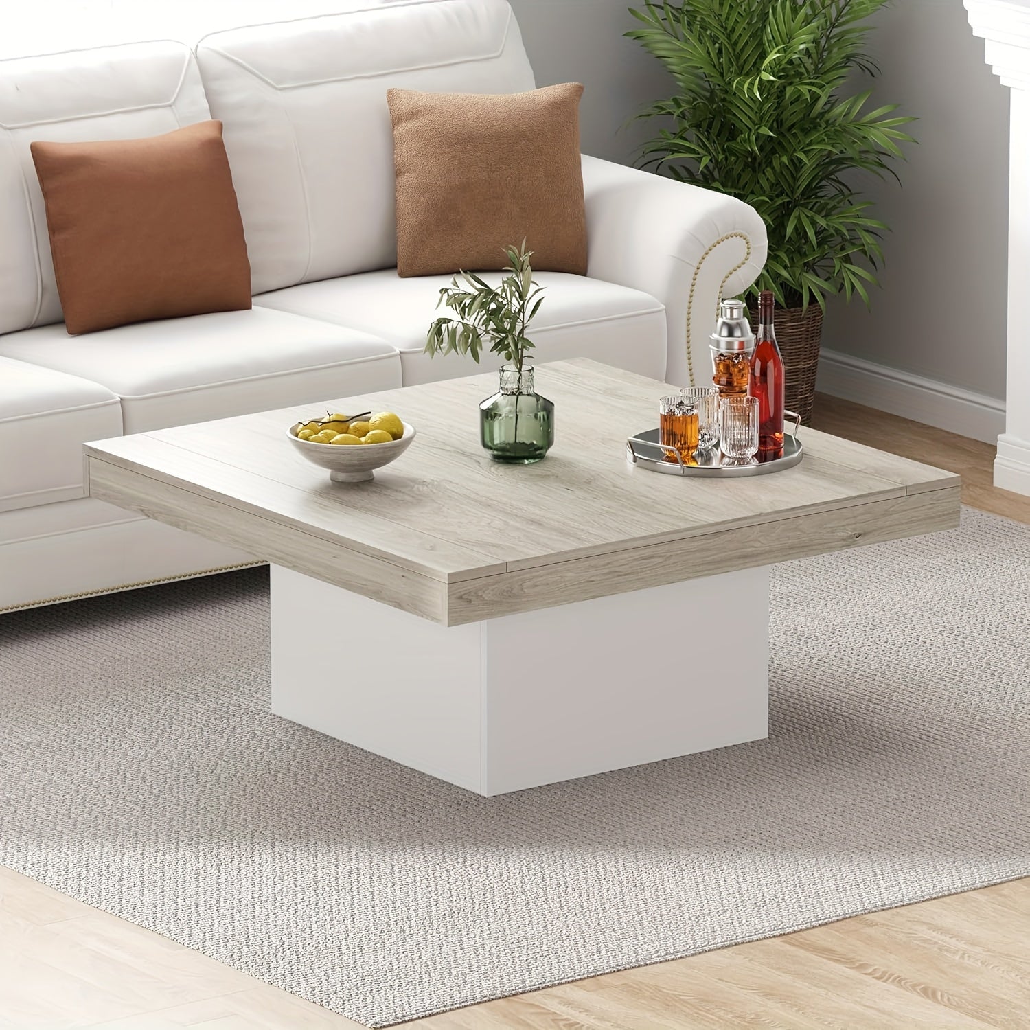 Square Coffee Table, 35 Inch Living Room Tables, Modern Coffee Tables, Cocktail Table for Home Office