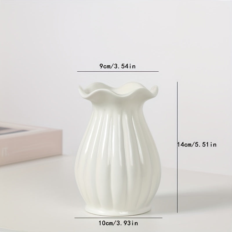 Elegant Ceramic Vase with White Interior - Light Luxury, High-End Design for Fresh Flowers and Soy Sauce