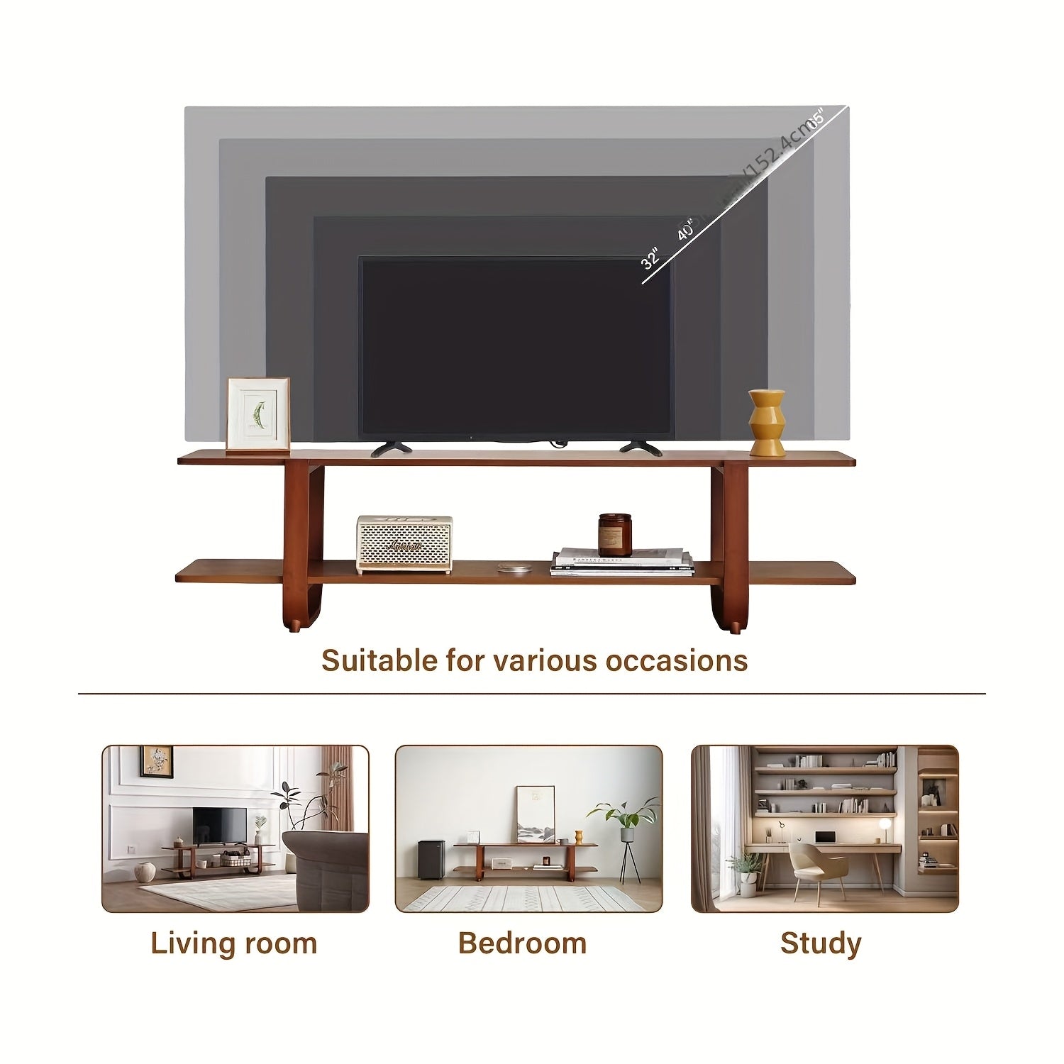 Welnow Bamboo TV Stand Welnow Mid Century Modern Bamboo TV Stand For Up To 65''