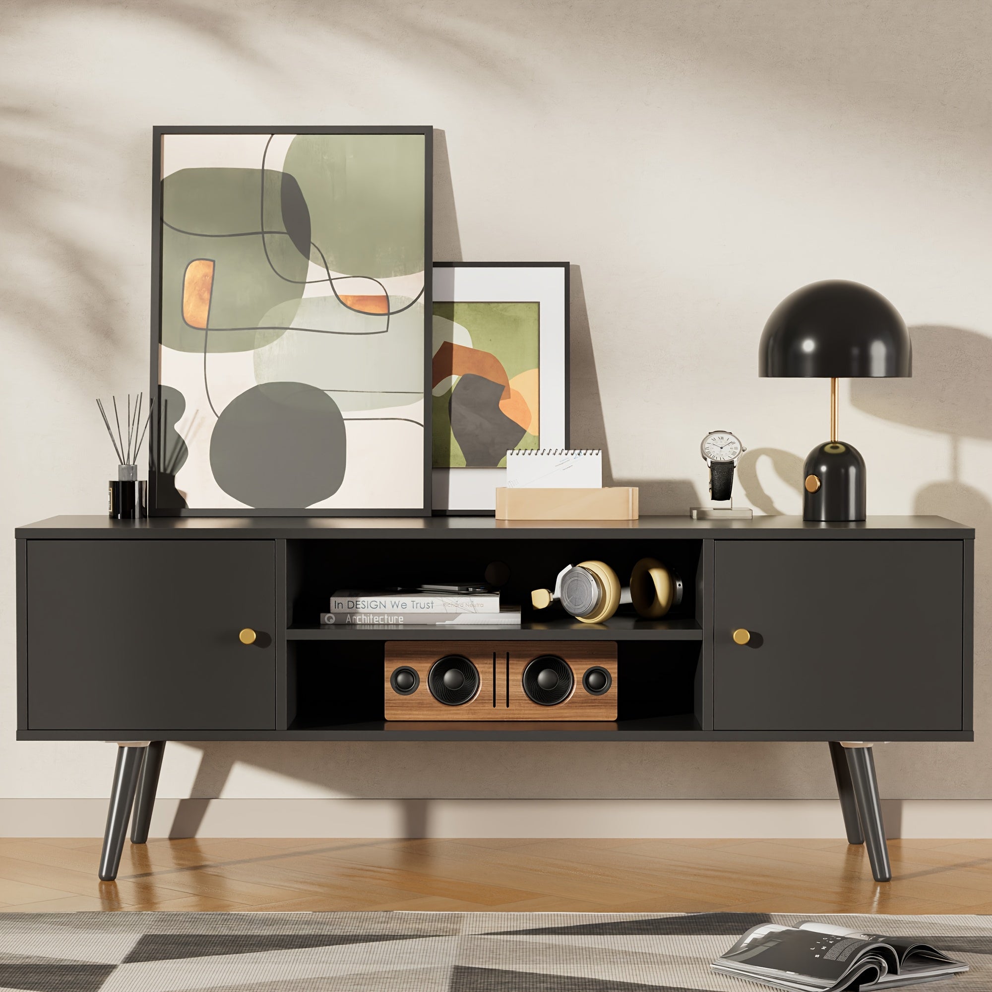 Aurorome 60 Inch Modern TV Stand with Storage, Entertainment Center And Media Console Table