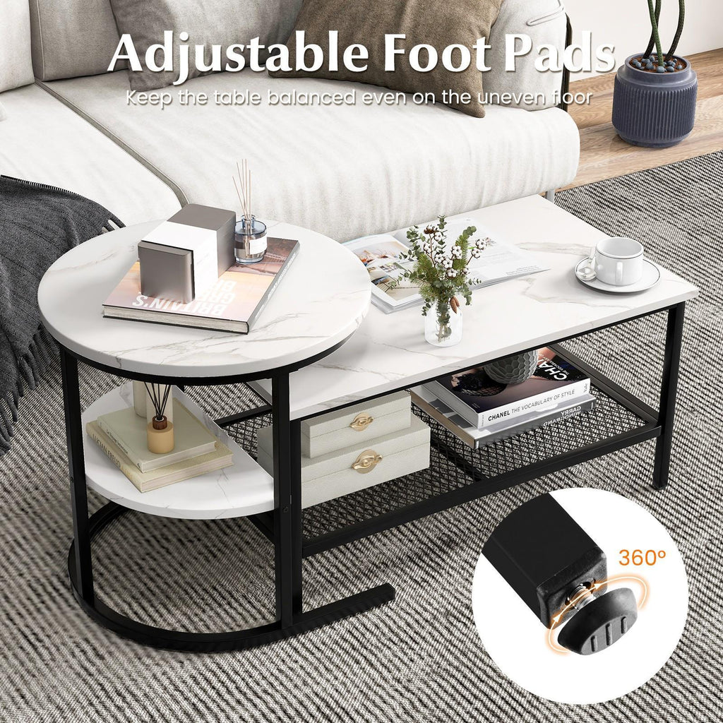 PETSITE Nesting Coffee Table Set of 2, 2-in-1 Detachable Table Set