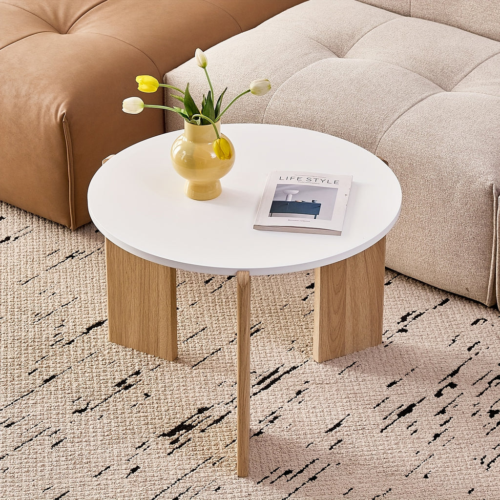 Two Sets of Round Nesting Coffee Tables, Mid-Century Modern Round Side Tables