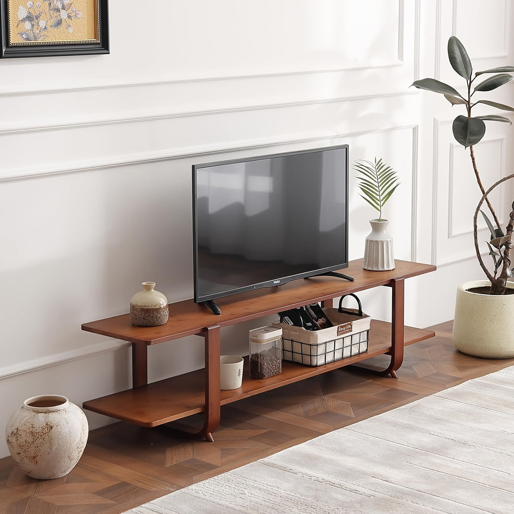 Welnow Bamboo TV Stand Welnow Mid Century Modern Bamboo TV Stand For Up To 65''