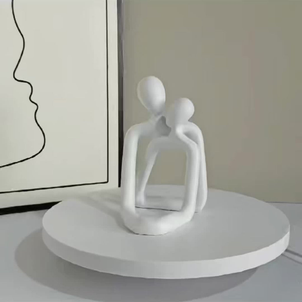 Abstract Couple Sculpture 1pc Abstract Couple Sculpture - Modern Minimalist Resin Figurine
