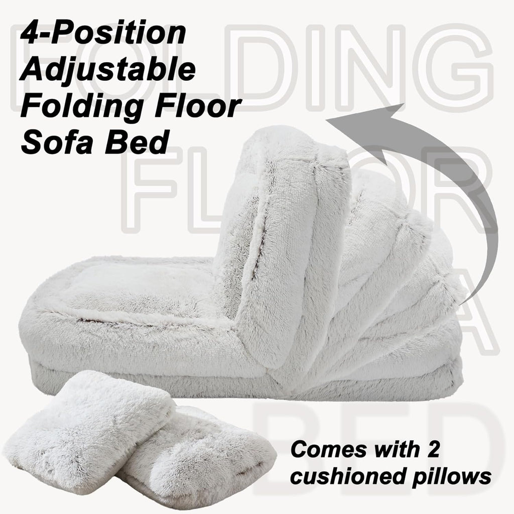 Modern Washable Oversized Human Sofa Bed with 2 Pillows - Plush Cushioned Foldable Lazy Bed with Hardwood Frame