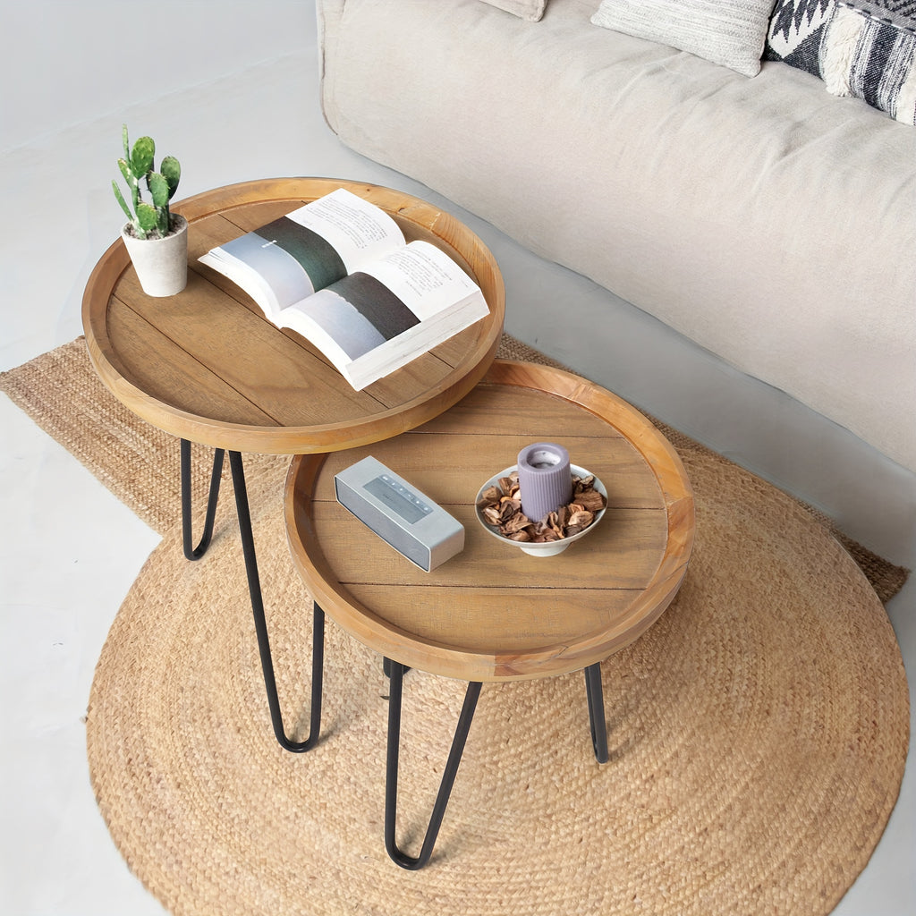 Oakrain Nesting Tables For Living Room, Round Nesting Coffee Table