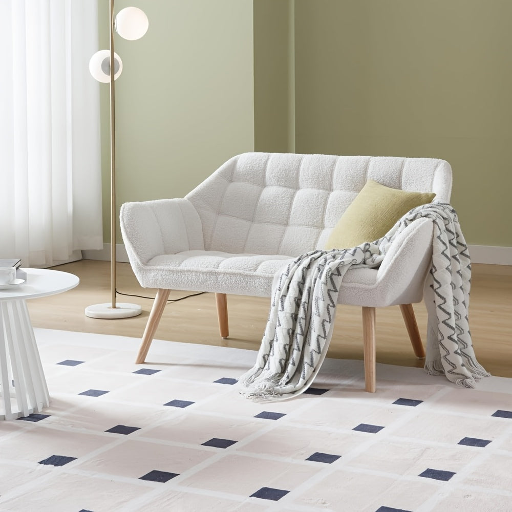 1pc Guyou Small Loveseat for Bedroom 2-Seat Mini Sofa Couch with Wingback