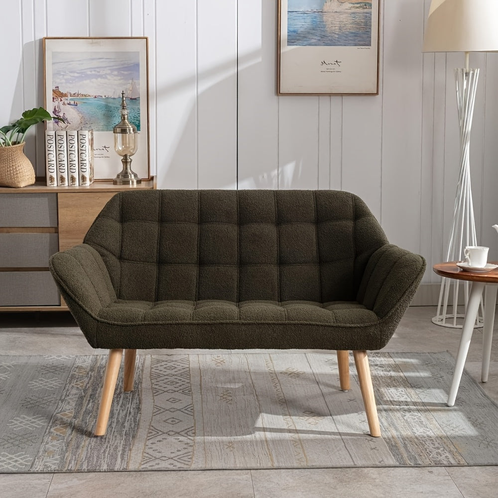 1pc Guyou Small Loveseat for Bedroom 2-Seat Mini Sofa Couch with Wingback