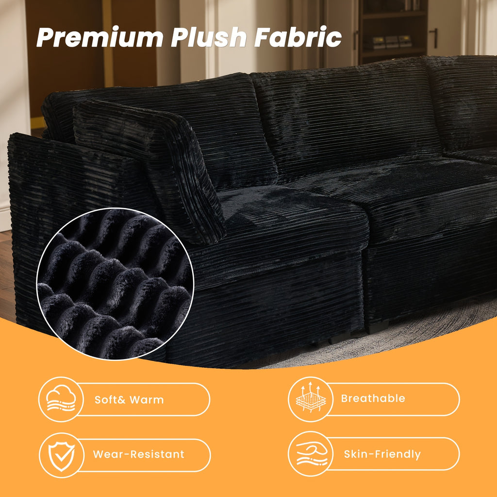 Living Room Sectional Sofa for Large Space, Deep Seat Modular Couch with A Single Rocking Sofa Chair