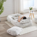 Modern Washable Oversized Human Sofa Bed with 2 Pillows - Plush Cushioned Foldable Lazy Bed with Hardwood Frame