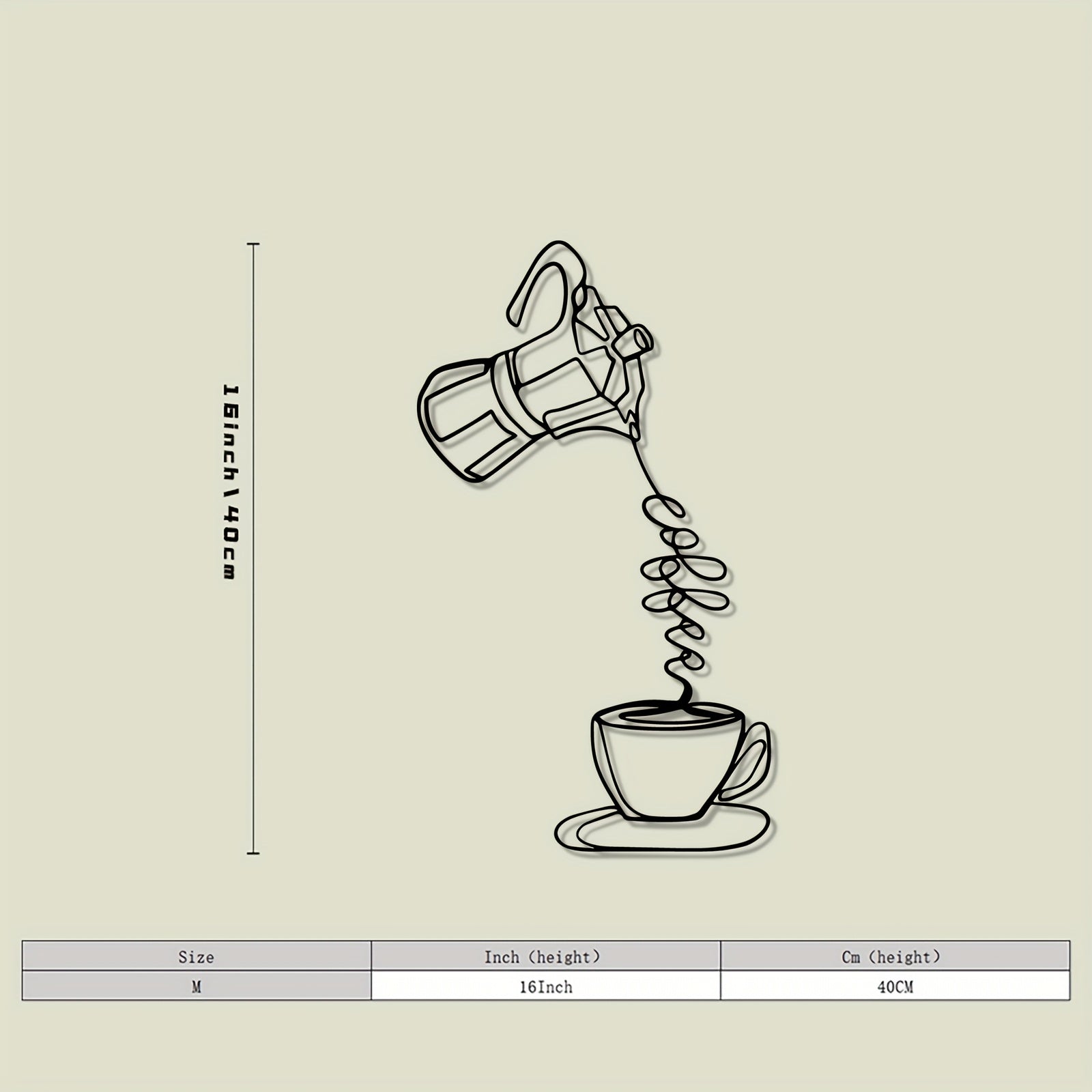 1pc Modern Metal Coffee Wall Art, Modern Metal Coffee Abstract Statue Mural, Perfect for Home & Kitchen