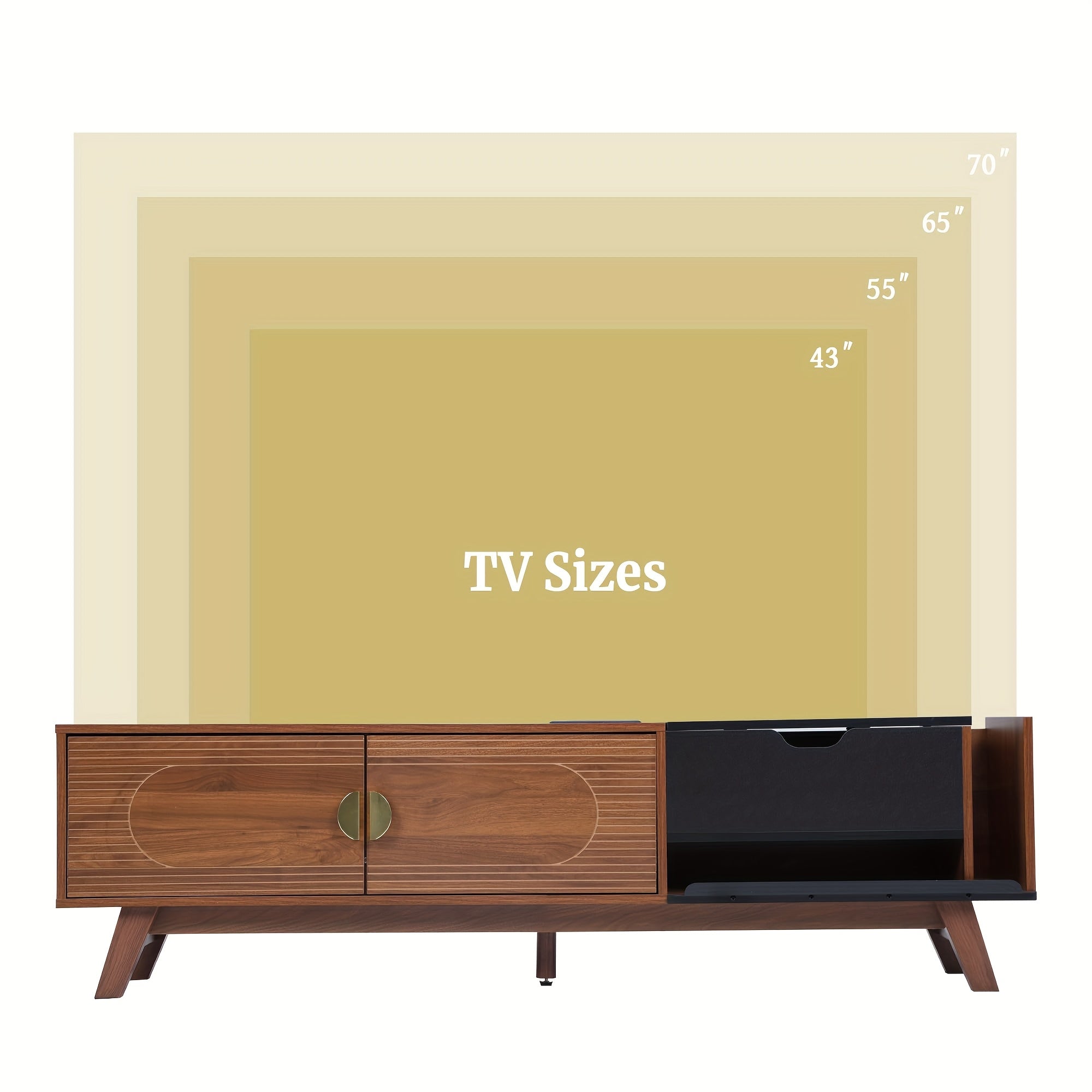 ORRD 63-Inch Modern Wood TV Stand with CD Storage, 2 Doors & Cable Management - Easy Assembly