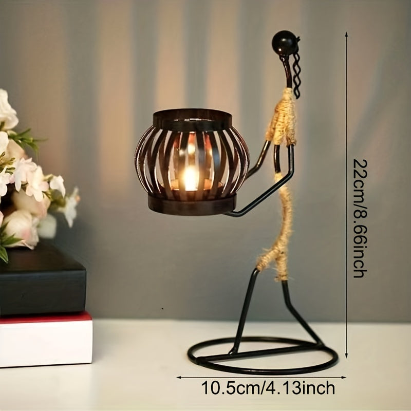 1pc Metal Shaped Candle Holder With A Lady Character Design, Christmas Decoration