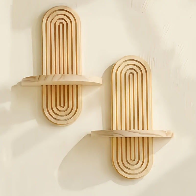 2pcs Wooden Wall Shelves, Large Decorative Wall Shelves, Exquisite Storage Shelves, Tray Shelves