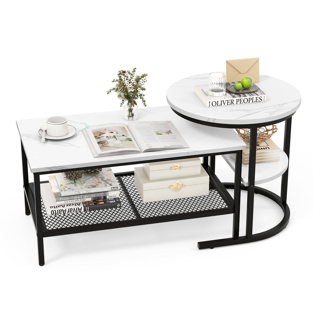 PETSITE Nesting Coffee Table Set of 2, 2-in-1 Detachable Table Set