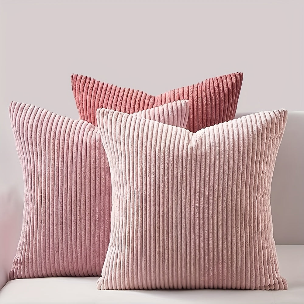 3pcs Bocwre Soft Velvet Bohemian Striped Pillow Covers - Double-Sided Reversible Decorative Cushion Covers with Zipper Closure