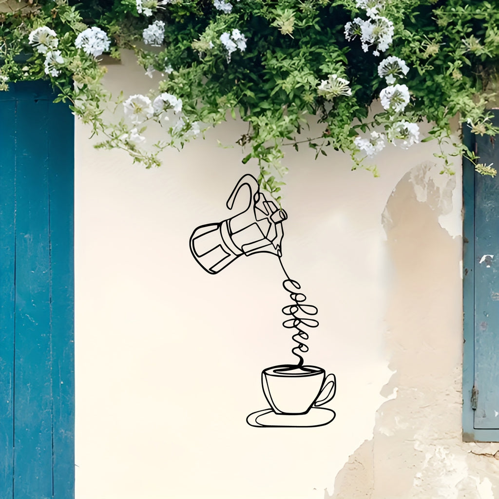 1pc Modern Metal Coffee Wall Art, Modern Metal Coffee Abstract Statue Mural, Perfect for Home & Kitchen