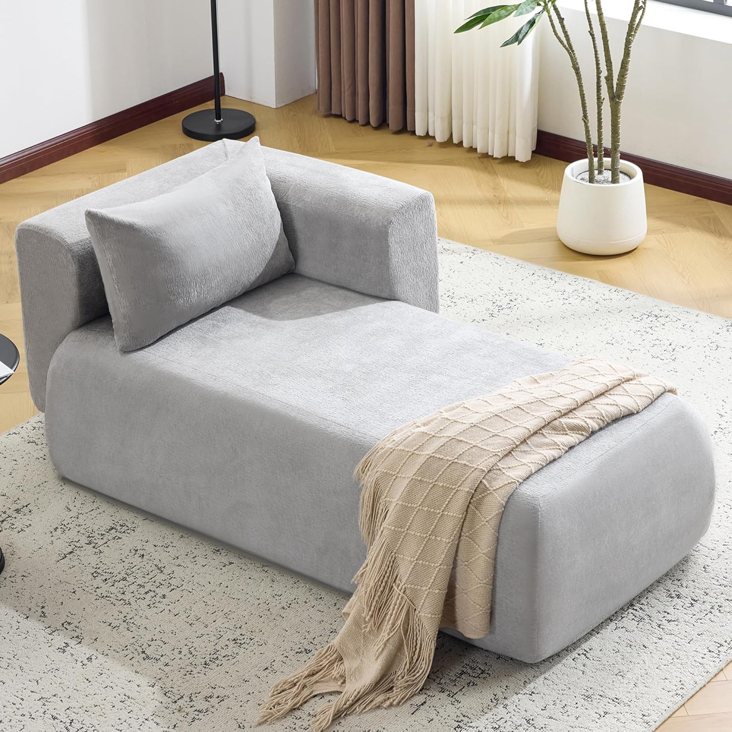 Bezseller Modern Classic Boucle Sofa Recliner Chair with Plush Cushions & Pillows - Soft Chenille Fabric Upholstery