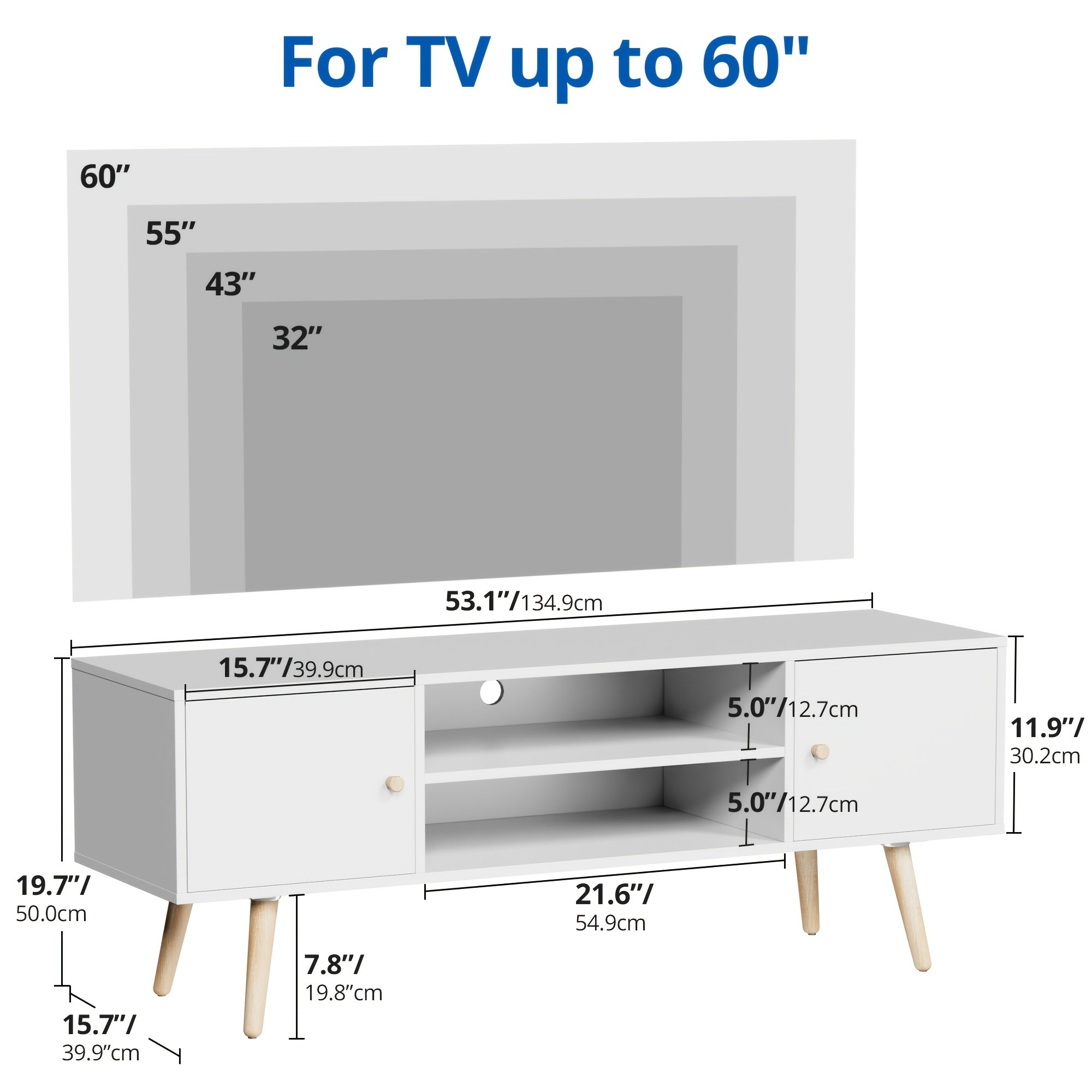 Aurorome 60 Inch Modern TV Stand with Storage, Entertainment Center And Media Console Table