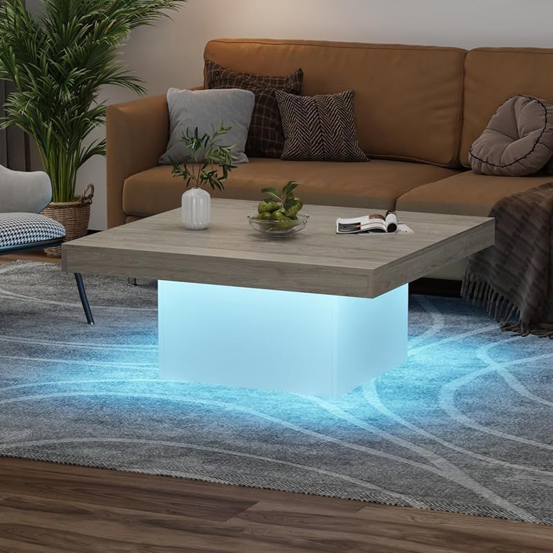 35 Inch Modern Square Coffee Table with White Top & Metal Frame - Heavy-Duty Low-Maintenance Surface