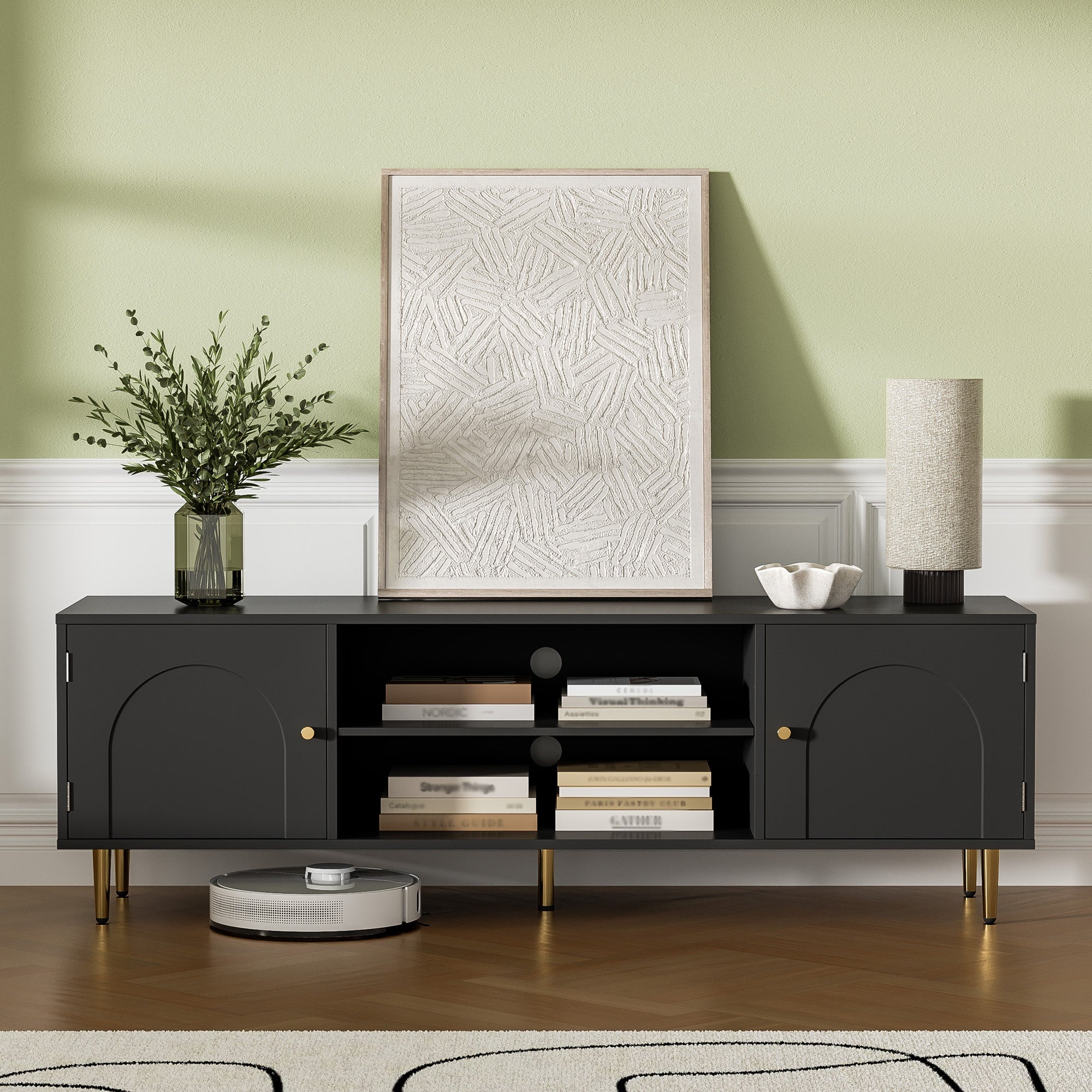 MHOM TV Stand for 50 55 60 inch TV, Modern TV Console, Entertainment Center with Storage Cabinets