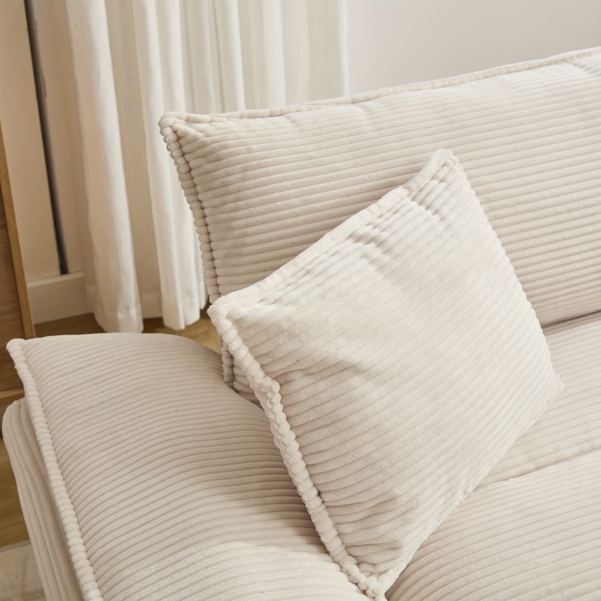 2-Seat Modular Sectional Sofa With Deep Seating, Corduroy Double-Layer Seat Cushions, Memory Foam