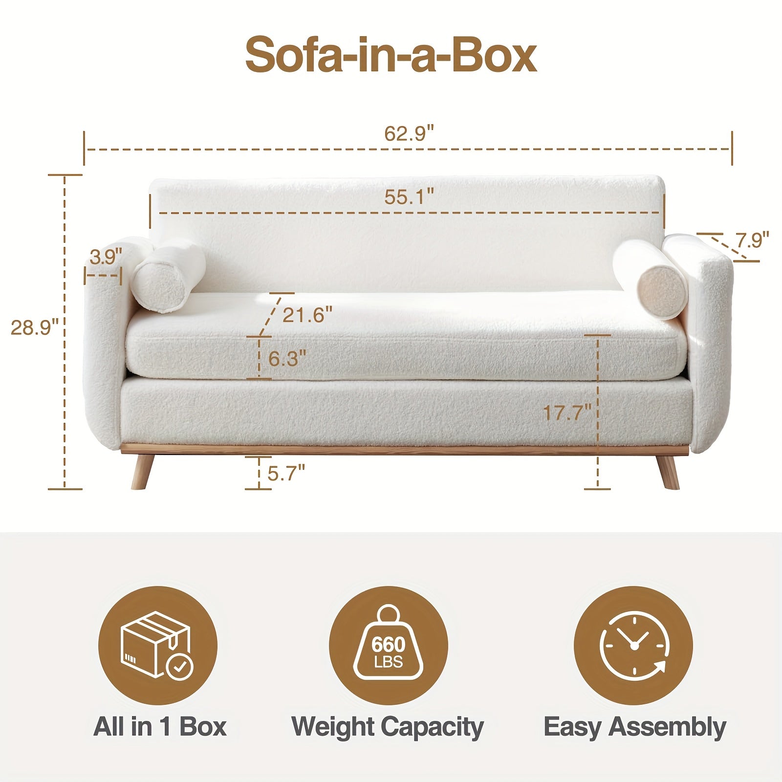 Modern Sherpa Loveseat Sofa Modern Sherpa 60in Loveseat Sofa