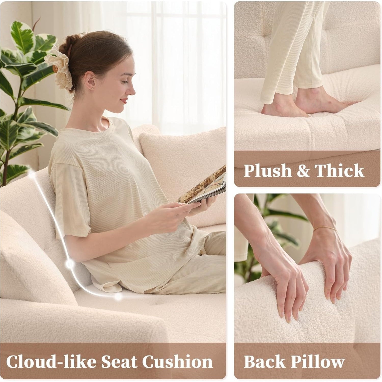 Loveseat Sofa, Boucle Small Sofa For Living Room, Bedroom, Office