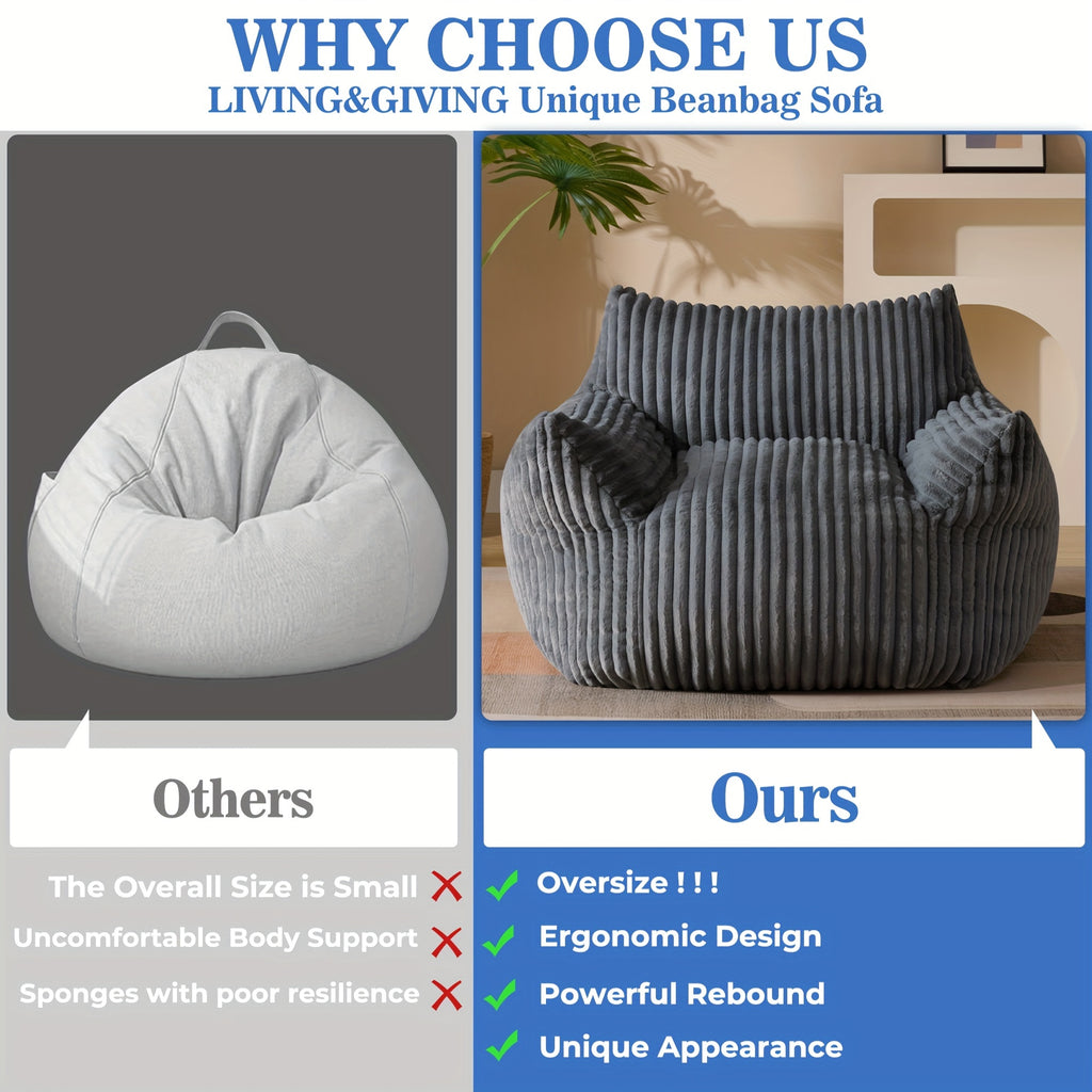 Living&Giving Oversize Bean Bag Sofa, Fireside Chair, Lazy Floor Sofa Couch, Tatami Sofa