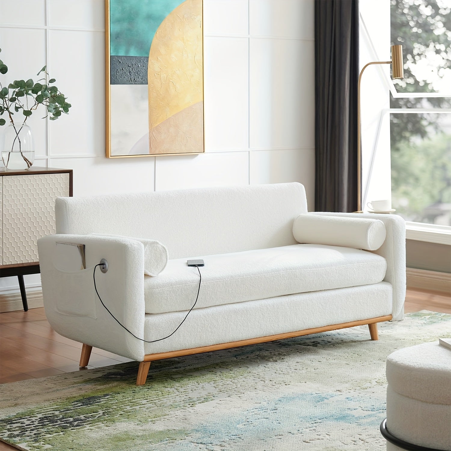 Modern Sherpa Loveseat Sofa Modern Sherpa 60in Loveseat Sofa