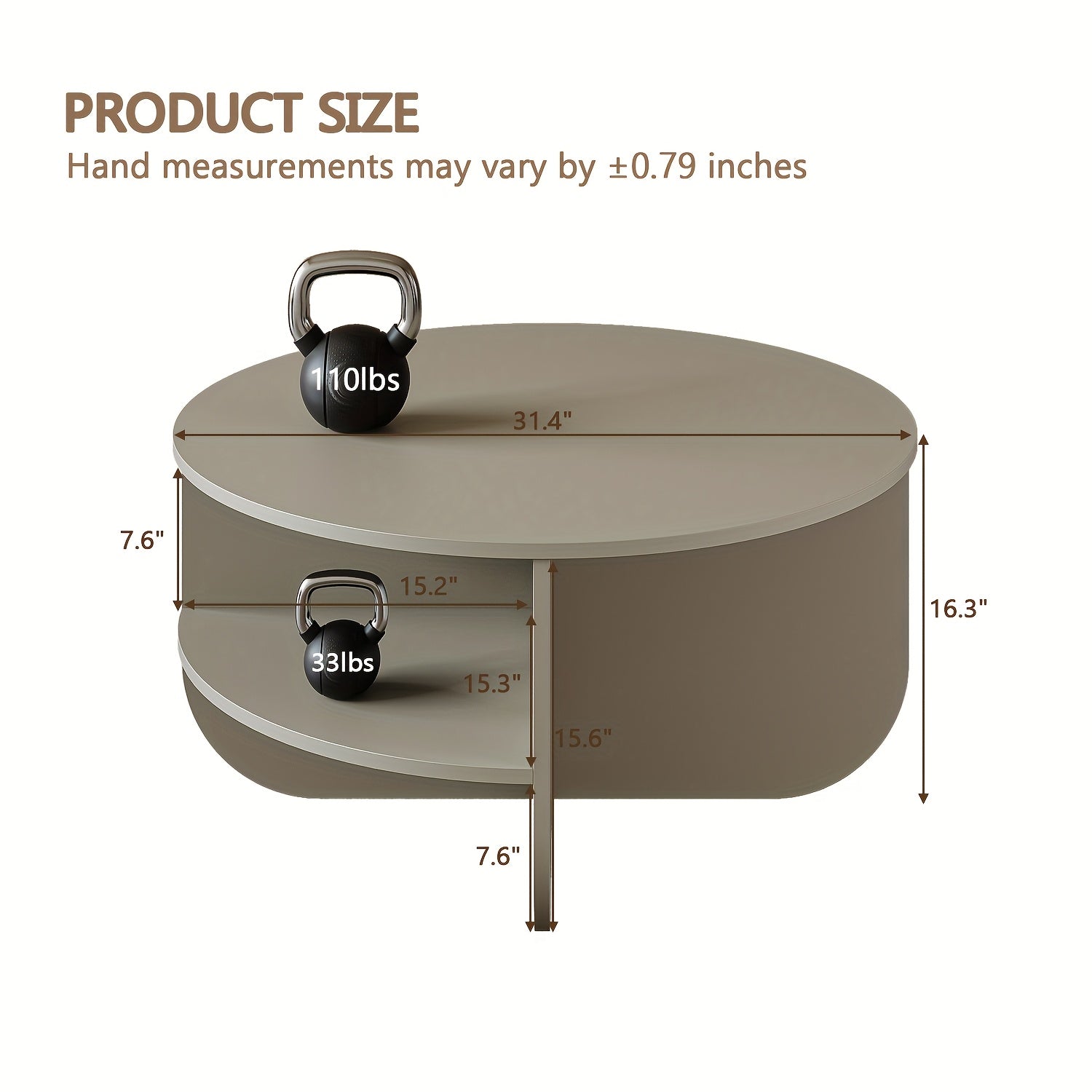 Modern Round Coffee Table with Storage - Classic Contemporary Design with Curved Legs & Lower Shelf