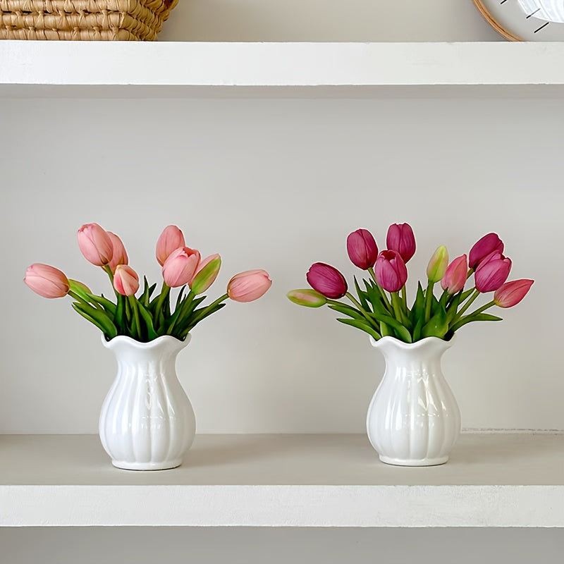 Elegant Ceramic Vase with White Interior - Light Luxury, High-End Design for Fresh Flowers and Soy Sauce