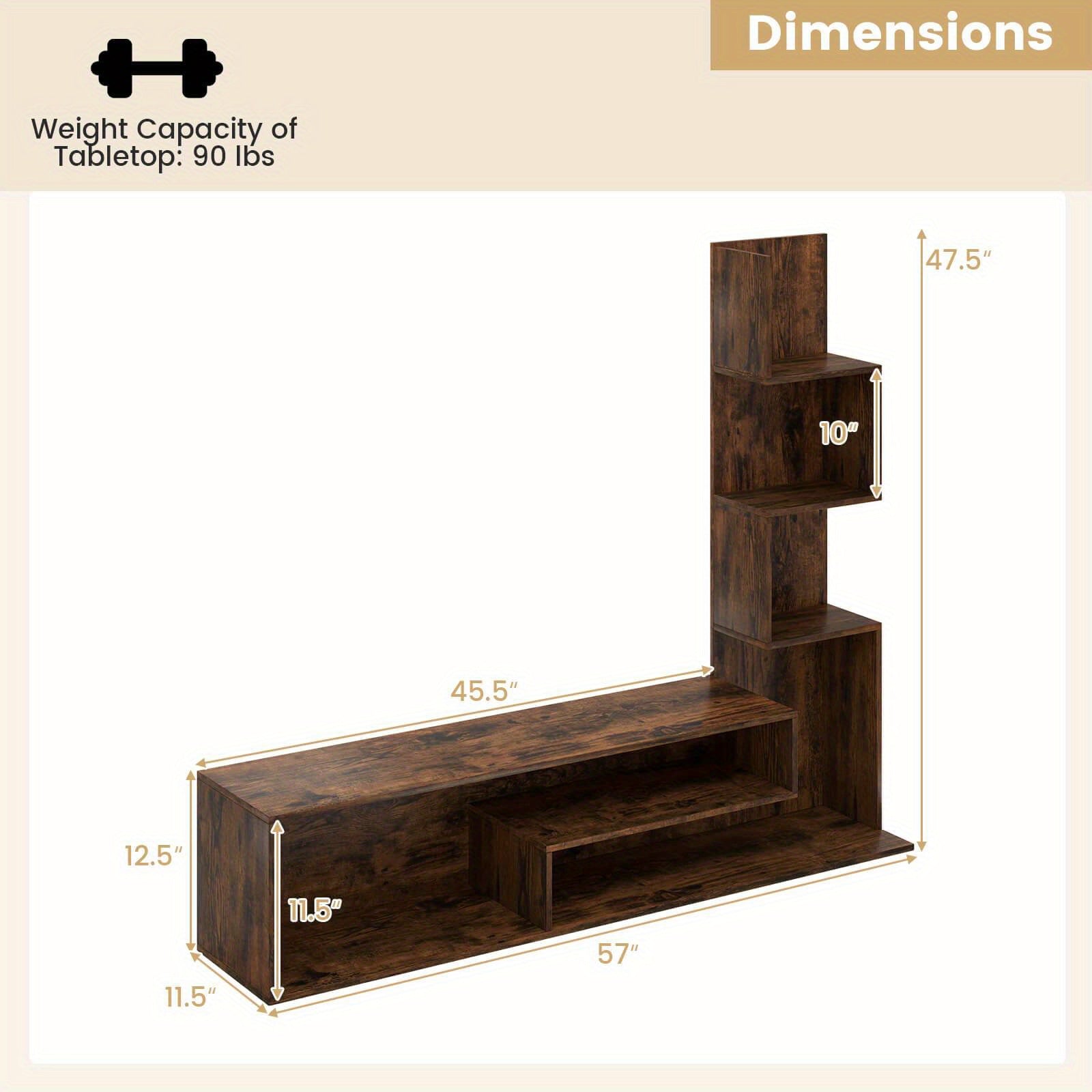 COSTWAY Mid-Century Modern TV Stand for TVs Up to 50 Inch - Heavy-Duty Entertainment Center with Open Shelves