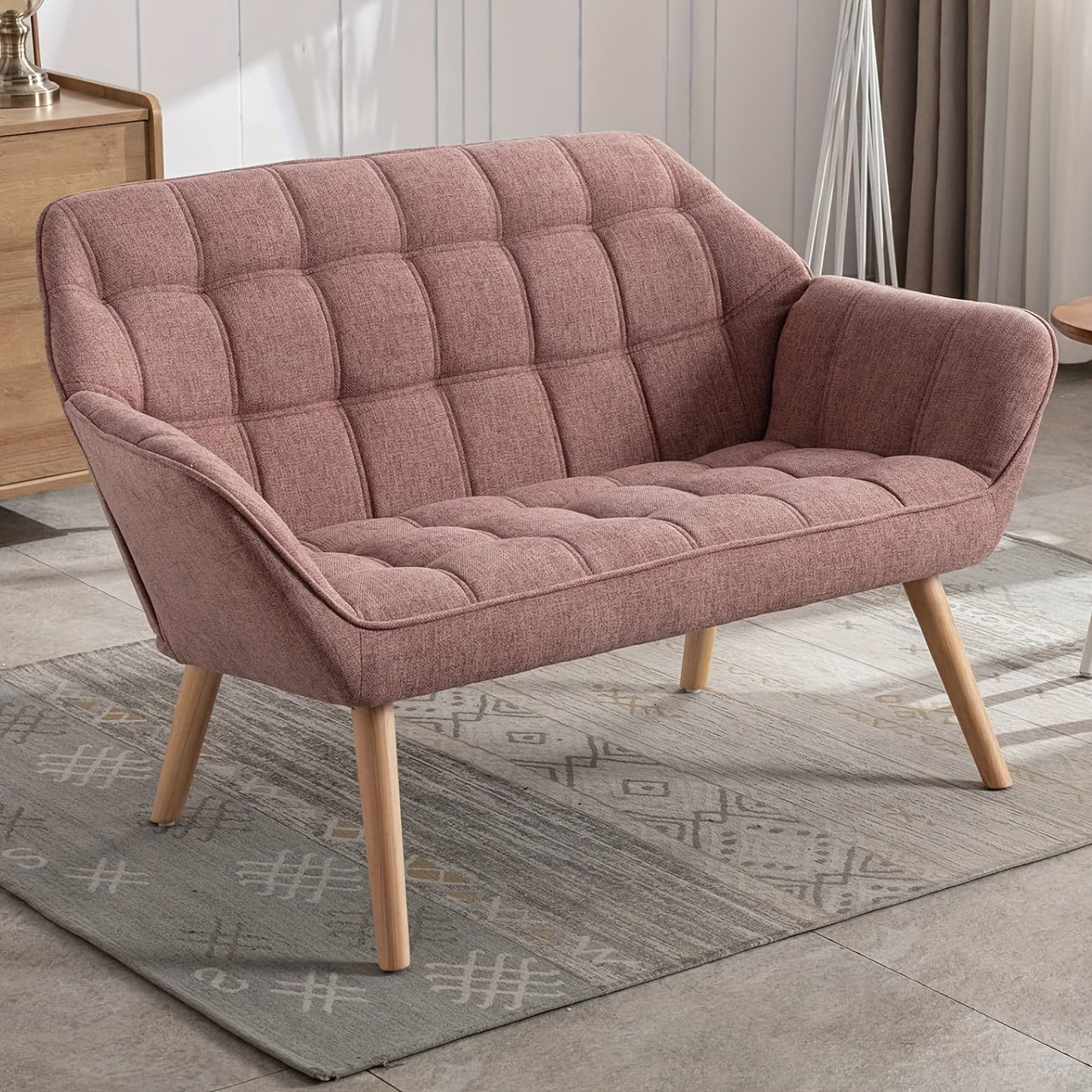 1pc Guyou Small Loveseat for Bedroom 2-Seat Mini Sofa Couch with Wingback