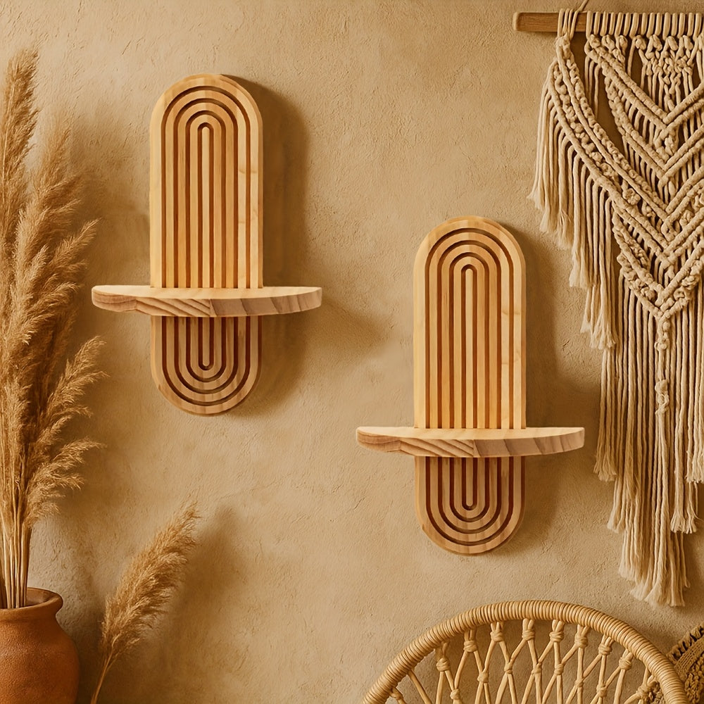 2pcs Wooden Wall Shelves, Large Decorative Wall Shelves, Exquisite Storage Shelves, Tray Shelves