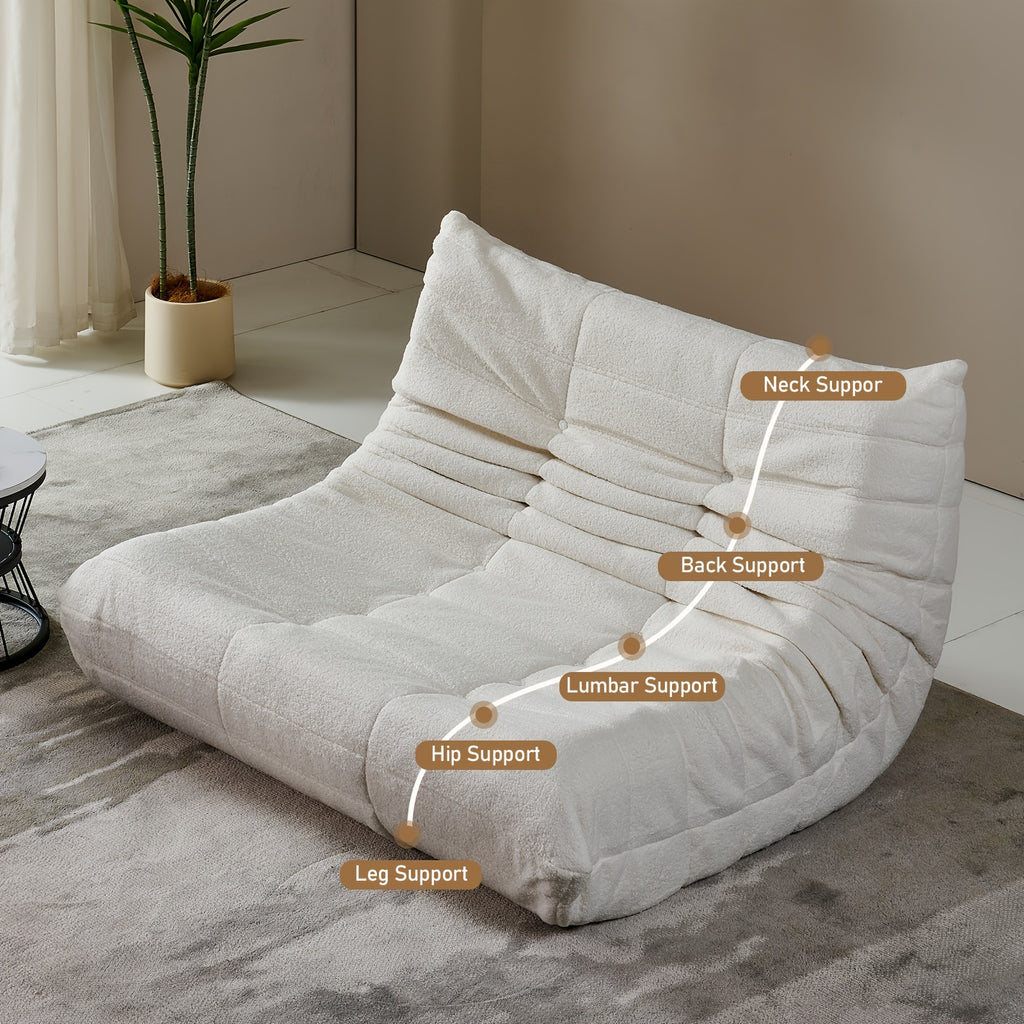 Modern Couple Sofa Teddy Velvet Compressed Sofa, Double Cushion Sofa, Lazy Sofa, Multi-purpose