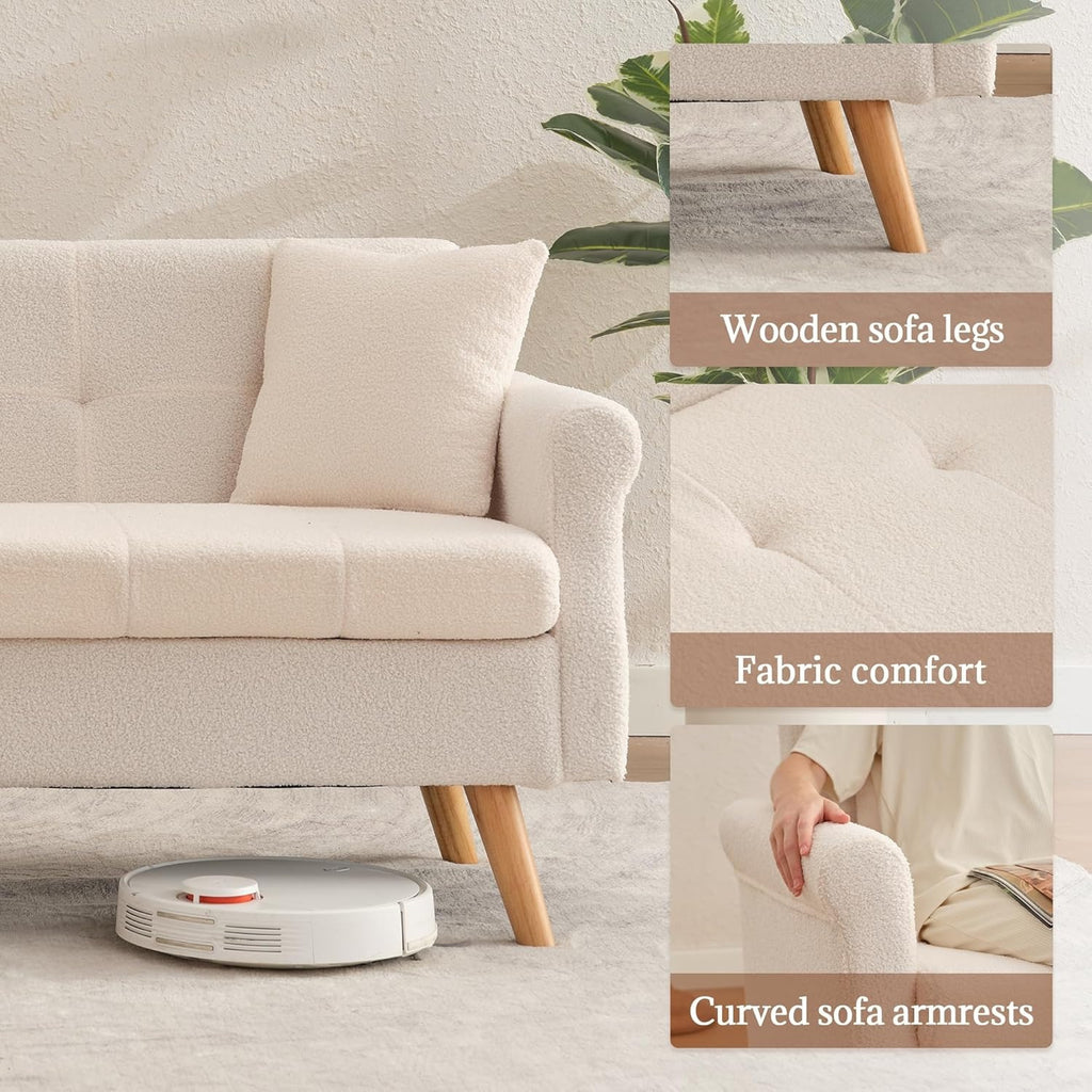 Loveseat Sofa, Boucle Small Sofa For Living Room, Bedroom, Office