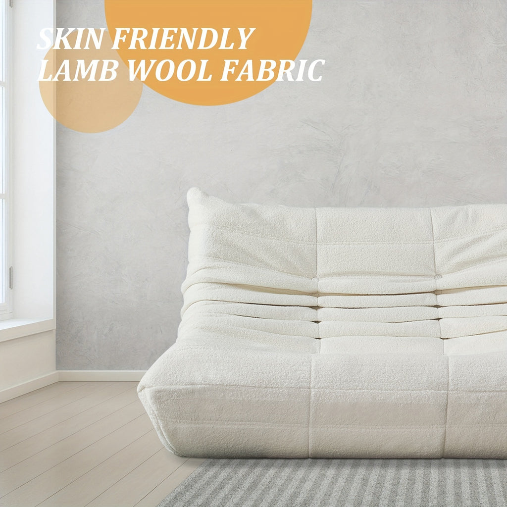 Modern Couple Sofa Teddy Velvet Compressed Sofa, Double Cushion Sofa, Lazy Sofa, Multi-purpose