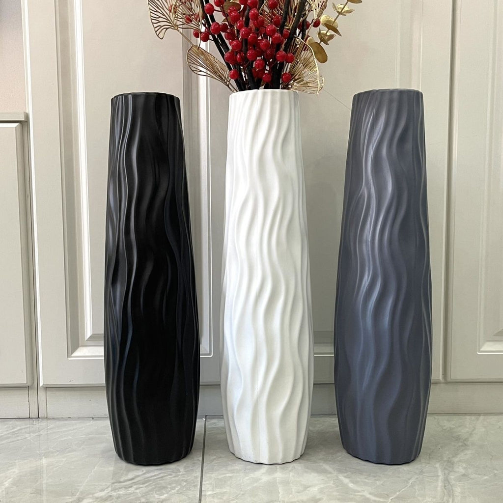 u002FCabinet Vase 22.83 Inches Tall - European Minimalist Modern Geometric Texture Cylindrical Design